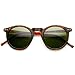 zeroUV Retro Horned Rim P3 Keyhole Round Horn Rimmed Sunglasses (Matte-Tortoise Green)