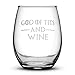 Integrity Bottles, GOT, God of Tits and Wine, Premium Stemless Wine Glass, Handmade, Handblown, Hand Etched Gifts, Sand Carved, 16oz