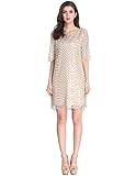 E.JAN1ST Women's Metallic Dress Boatneck 3/4 Sleeve Wave Gold Shift Party Dresses