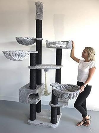 kratzbaum Grosse Katzen stabil XXL Catdream de Luxe Blackline Hell Grau katzenkratzbaum für Maine Coon große katzenbaum Decke