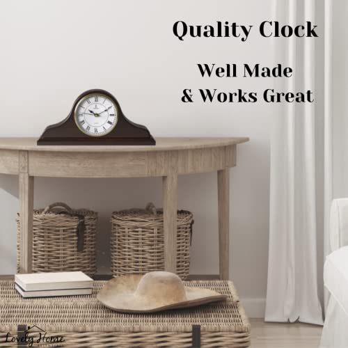 Mantel Clock Battery Operated Wooden Mantle Clock for Living Room