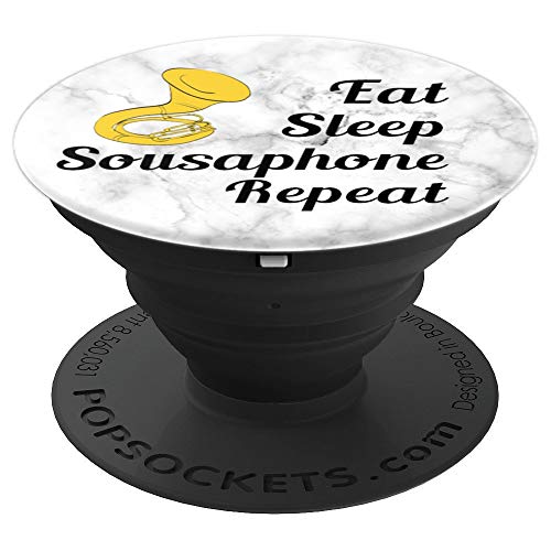 Sousaphone Player Gift - Marble White - Eat Sleep Repeat - PopSockets Grip and Stand for Phones and Tablets - Thumbnail 6