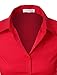 LE3NO Womens Roll Up 3/4 Sleeve Button Down Shirt with Stretch, L3NWT574A_RED, Large