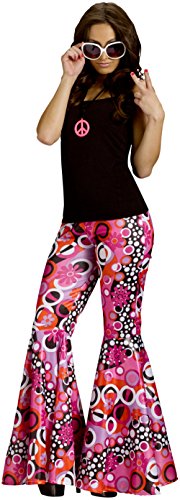 Flower Power Bell Bottoms Adult Costume Peace Flowers Brown