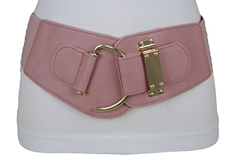 TFJ Women Elastic Belt Hip Waist Hook Buckle S M Light Pastel Pink