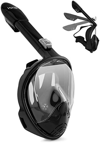 QARAMEL Snorkel Mask,180°Full Face Snorkeling Diving Mask Set with Panoramic View (Black-new, L/xl)