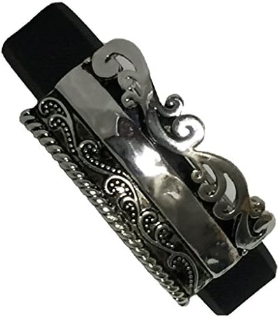 Fitbit Alta, Fitbit Flex, Jawbone Up Jewelry to Accessorize Your Fitness Tracker - Embellished Antique Silver YORK Charm Accessory