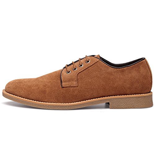 GM GOLAIMAN Men's Suede Leather Oxford Shoes Casual Lace up Dress Shoes Brown 12 D (M) US - Thumbnail 2
