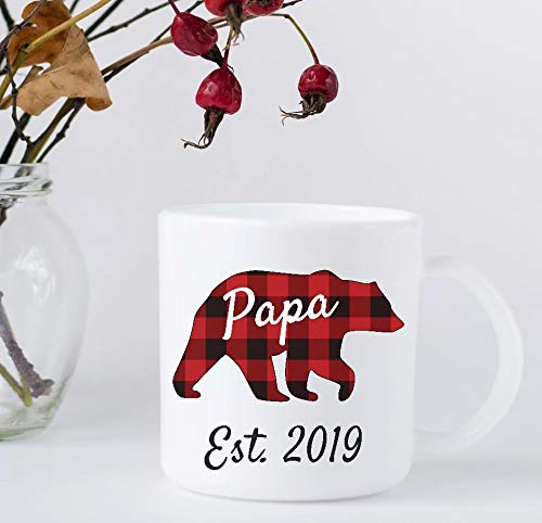 Coffee Mug - Papa Bear 2019 - Buffalo Plaid - Father's Day Present