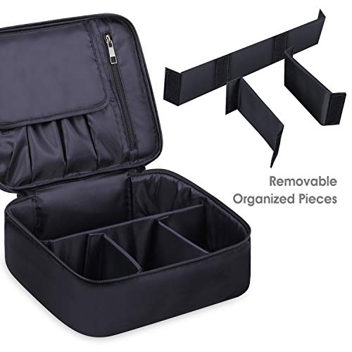 Travel Makeup Bag Large Cosmetic Bag Make up Case Organizer for Women and Girls (A-Black) 6 Travel Makeup Bag Large Cosmetic Bag Make up Case Organizer for Women and Girls (A-Black)
