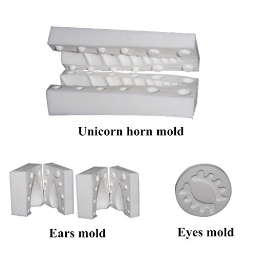 5 pack silicon Unicorn Cake Topper Molds for baking cake decoration Horn Ears and Eyelash Set ,pink