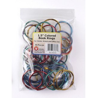 Hygloss Book Rings (50 Pack), Assorted Colors, 1 1/2-Inch