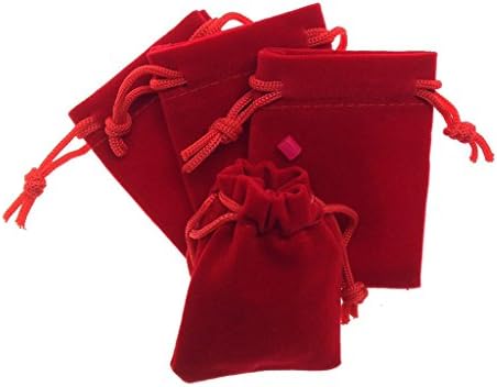 HLDIY 20Pcs Red 79cm Velvet Drawstring Pouch Jewelry Christmas Bags
