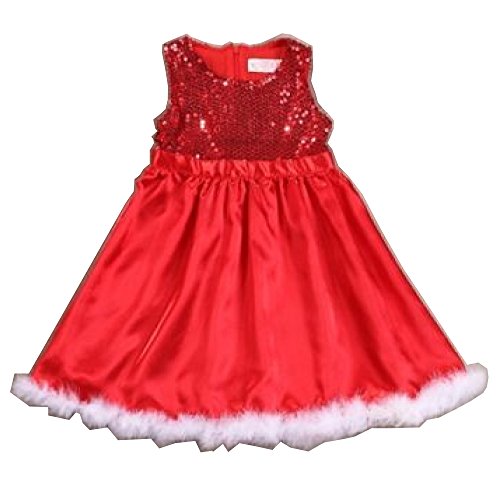 Girls Christmas Sleeveless Sequined Red Princess Party Dress