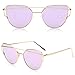 SOJOS Cat Eye Sunglasses for Women Fashion Designer Style Mirrored Lenses SJ1001 with Gold/Purple