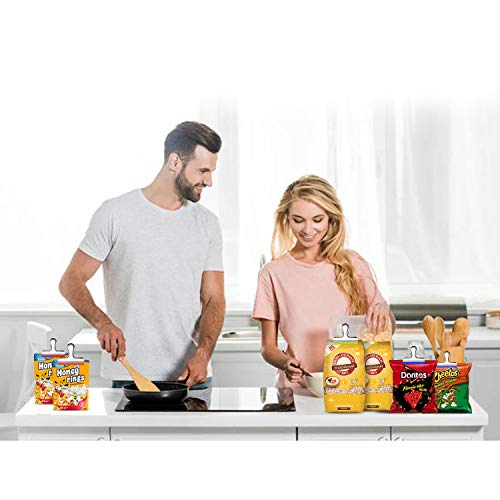 10 Pack Stainless Steel Chip Bag Clips Covered with Silicone - NO SHARP EDGES - 5 Different Colors Perfect for Grip Food Bags and Chip Bags 3 Inches Wide, Air Tight Seal