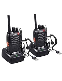 Walkie Talkies, ESYNiC radio de largo alcance de dos vías UHF 400 470 MHz Walky Talky con auriculares originales, 16 canales, transceptor de mano FM con luz LED de voz