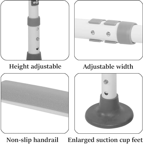 ybaymy Toilet Support Frame Height Width Adjustable Toilet Handrail No Drilling Required Safety Frames for Toilets, Toilet Stand Up Aid for Seniors, Disabled People and Pregnant Women