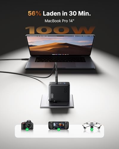 USB C Ladegerät, 100W 3-Port Laptop Schnellladegerät mit USB C Kabel, GaN Mehrfach Netzteil für MacBook Air Pro, iPad, iPhone 17 16 15 Pro Max, Samsung Galaxy S25 S24 Ultra, Pixel, Switch 2 etc