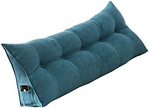 Triangular wedge Bed backrest pillow,Large big Washable Bedside back cushions,Three-dimensional Headboard cushion,Solid color Tatami Reading backrest cushion-Blue 80x50x20cm