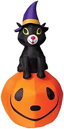 Morbid Enterprises Cat In Hat On Pumpkin Inflatable Halloween Decor, Multi, One Size