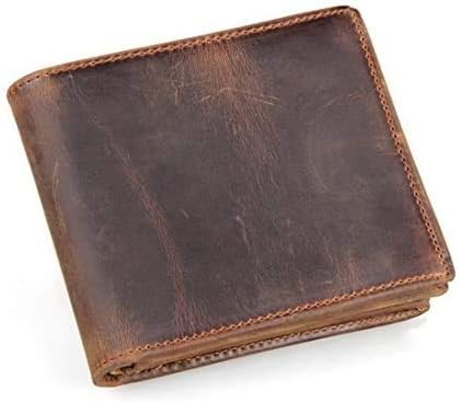 HRS Mens Wallet Handmade Bifold RFID Blocking Distressed Genuine Leather Wallets for Men - Coins & ID Card Holder