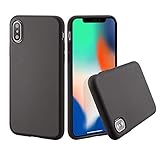 Phone Case for Apple iPhone X & Xs,OneLeaf Slim Fit Anti-Slip Liquid Silicone Rubber and PC Hybrid Protective Phone Case Cover with Anti-Scratch Surface Finishing- Black