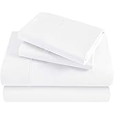 Superior Modal from Beechwood 400 Thread Count Bed Sheet Set, 1 Elastic Deep Pocket Fitted Sheet, 1 Flat Sheet, 2 Pillowcases, Silky Soft Cool Bedding Essentials, Sateen Weave, Queen, White