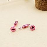 HuaYang Women Men Unisex Unique Nail Shape Carbon Teel Plating Screw Stud Earrings(Pink)