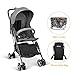 Besrey Airplane Stroller One Step Design for Opening & Folding Lightweight Baby Stroller for Infant Convertible Baby Carriage - Gray