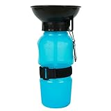 All Furry Buddies dog water bottle - no spill 18oz portable AutoDogMug for small and large dogs - The top refillable bowl keeps pets hydrated anywhere anytime- great for travel, outdoor, car trips