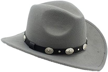 LaRgo Womem Men Cowboy Hat With Wide Brim Punk Belt Cowgirl Cap With Leather Toca Gentleman Cap