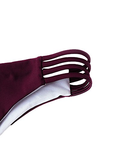 SOLYHUX Women's Halter Wrap Bikini Set Burgundy S