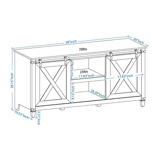 image for Sekey Home Sliding Barn Door TV Stand | Entertainment Center | TV Cons