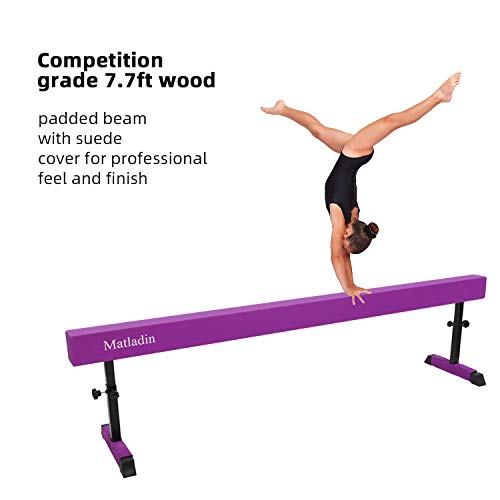 Matladin 7.7ft Adjustable Wood Balance Beam Gymnastics for Home, Extra Firm Balance Beams Gymnastics Equipment for Practice Training Kids Adults - Thumbnail 2