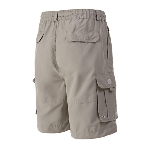 A.WAVE Outdoor Sports Cargo Short Elastic Waist Flat Front Quick Dry (M, Khaki)