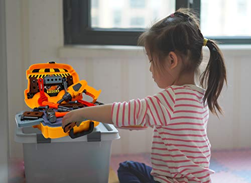 Smart Novelty Toy Tool Set for Kids and Toddlers Pretend Play Toy Tools for Boys and Girls - Awesome 25 Piece Kids Tool Box Great Or Birthday Gift in Unique School Bus Shaped Case