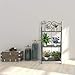 MORITIA Foldable 3 Tier Metal Plant Stand Scrollwork Design Indoor and Outdoor Flower Rack, Home Storage Organizer Shelf, 21.6W x 44.8H x 11.0D Inchthumb 2