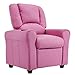 JC Home Toddler Youth Chair with Footrest and Cup Holder Kids Recliner, Large, Light Pink