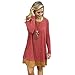 Mixmax Women Contrast Color Splice Lace Up Loose Tunic Dress