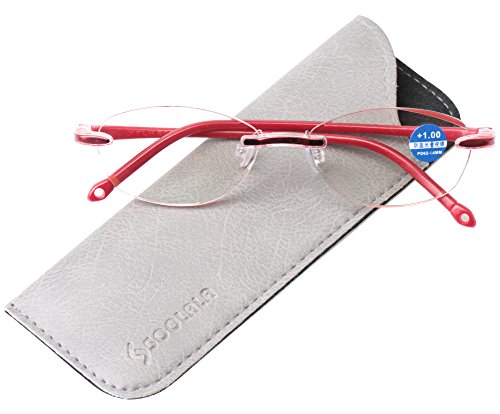 SOOLALA Womens Fashion Cut Edge Anti-blue Lens Rimless Reading Glassess