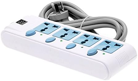 UXOXAS 2500W 4-Outlet AC Electric Power Bar Strip Individual Switch/LED Indicator (White, 3m, AC 250V)