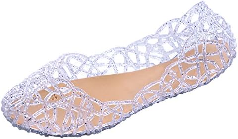 women jelly flats - clear sandals for girls glitter slip on summer plastic ballet shoes