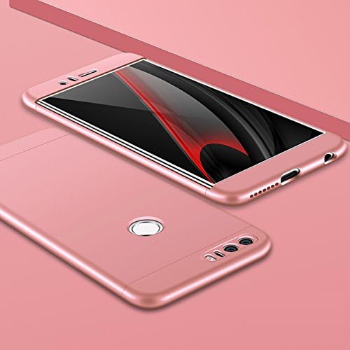 Honor 8 Case, 360 Degree Full Cover Removable Hard PC Frame 3 in 1 Shockproof Hybird Slim Tough Armor Phone Case for Huawei Honor 8 Pro/V9/6X/GR5 2017/Mate 9 (Honor 8, Rose Gold)