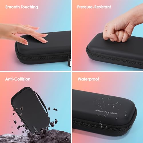 LENTION Capa para Switch 2 com Caixa de Proteção, Resistente à Água, Capa Rígida, Acomoda 10 Cartões de Jogo, Leve com Alça, Bolsa de Malha para Acessórios (Exclusivo para Switch 2, (Preto)