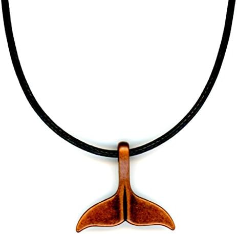 Urban Moon Antiqued Copper Tone Whale Tail Men's Pendant Necklace Cord 17-19 Inches (Antiqued Copper)