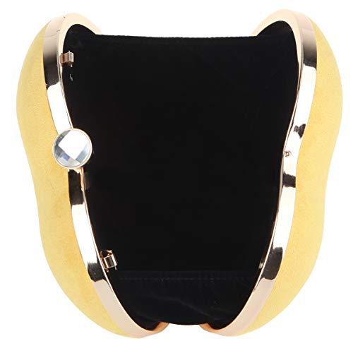 Fawziya Heart Shaped Clutch Velvet Evening Bags And Clutches For Women-Lemon Yellow - Thumbnail 6