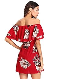 Floerns vestido corto con volantes y hombros descubiertos con estampado floral para mujer