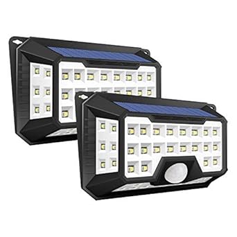 66 LEDs Solarleuchte LED Solarlampe Garage 270 °Weitwinkel Innenhof und