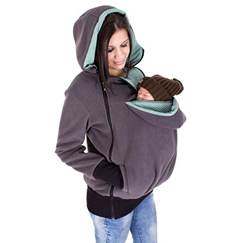 Evey & Jaxten Hot Sale Women's Maternity Kangaroo Front Pouch Baby
Carrier Zip-Up Hoodie For Pregnant Women (Mint Green, L）